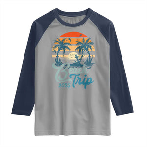 Beach Trip 2025 Raglan Shirt Summer Vacation Vintage 70's Retro TS10 Sport Gray Navy Print Your Wear