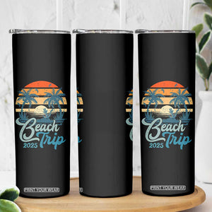 Beach Trip 2025 Skinny Tumbler Summer Vacation Vintage 70's Retro TS10 Print Your Wear
