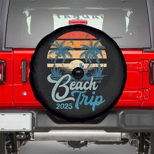 Beach Trip 2025 Spare Tire Cover Summer Vacation Vintage 70's Retro TS10 Black Print Your Wear