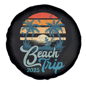 Beach Trip 2025 Spare Tire Cover Summer Vacation Vintage 70's Retro TS10 Print Your Wear