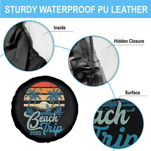 Beach Trip 2025 Spare Tire Cover Summer Vacation Vintage 70's Retro TS10 Print Your Wear