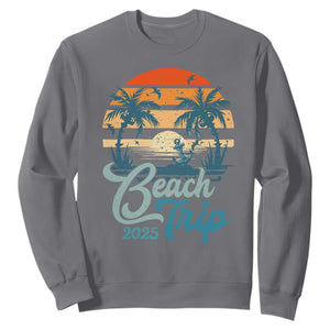 Beach Trip 2025 Sweatshirt Summer Vacation Vintage 70's Retro TS10 Charcoal Print Your Wear