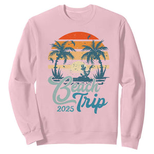Beach Trip 2025 Sweatshirt Summer Vacation Vintage 70's Retro TS10 Light Pink Print Your Wear
