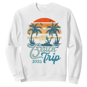 Beach Trip 2025 Sweatshirt Summer Vacation Vintage 70's Retro TS10 White Print Your Wear