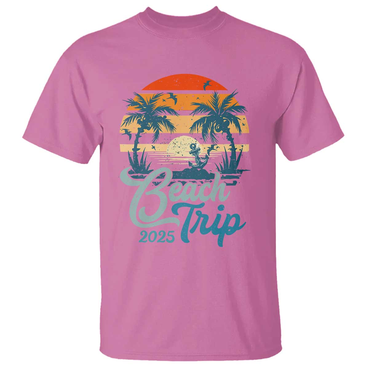 Beach Trip 2025 T Shirt Summer Vacation Vintage 70's Retro TS10 Azalea Print Your Wear