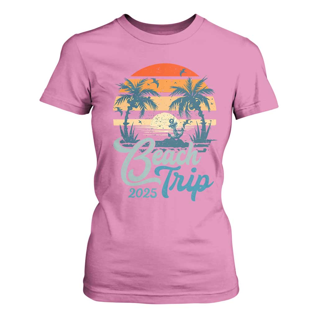 Beach Trip 2025 T Shirt For Women Summer Vacation Vintage 70's Retro TS10 Azalea Print Your Wear