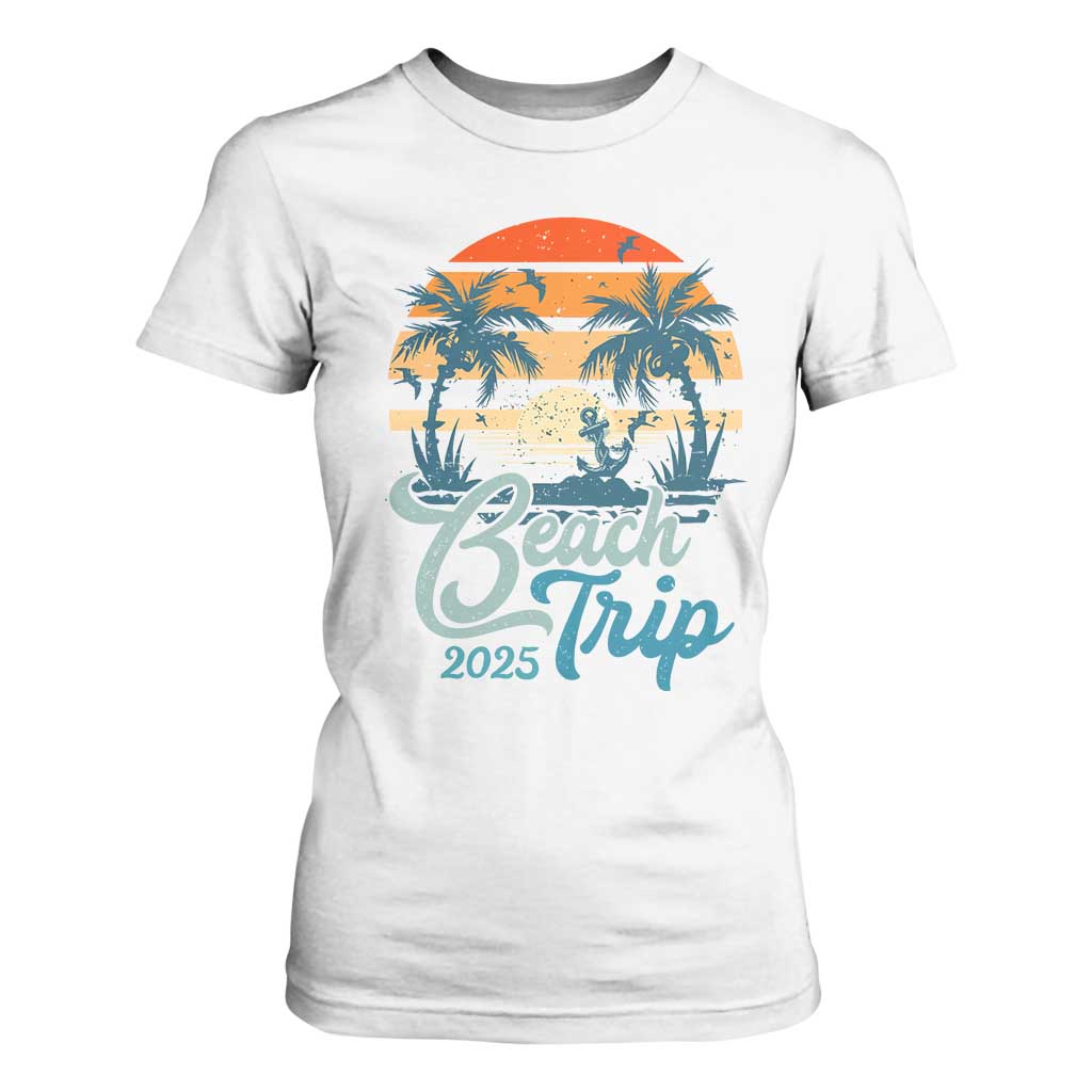 Beach Trip 2025 T Shirt For Women Summer Vacation Vintage 70's Retro TS10 White Print Your Wear