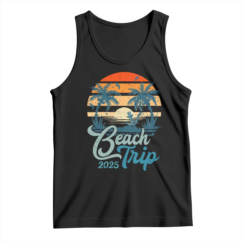 Beach Trip 2025 Tank Top Summer Vacation Vintage 70's Retro TS10 Black Print Your Wear