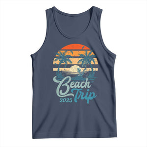 Beach Trip 2025 Tank Top Summer Vacation Vintage 70's Retro TS10 Navy Print Your Wear