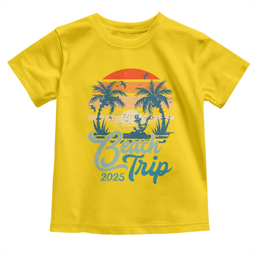 Beach Trip 2025 Toddler T Shirt Summer Vacation Vintage 70's Retro TS10 Daisy Print Your Wear