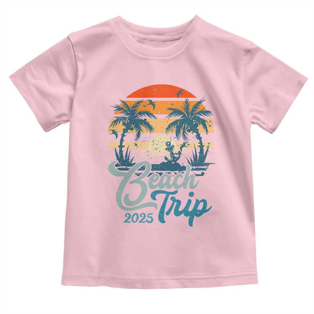 Beach Trip 2025 Toddler T Shirt Summer Vacation Vintage 70's Retro TS10 Light Pink Print Your Wear