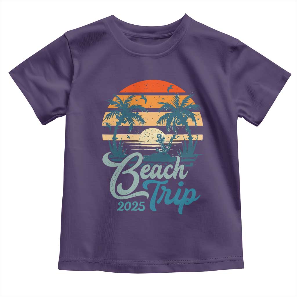 Beach Trip 2025 Toddler T Shirt Summer Vacation Vintage 70's Retro TS10 Purple Print Your Wear