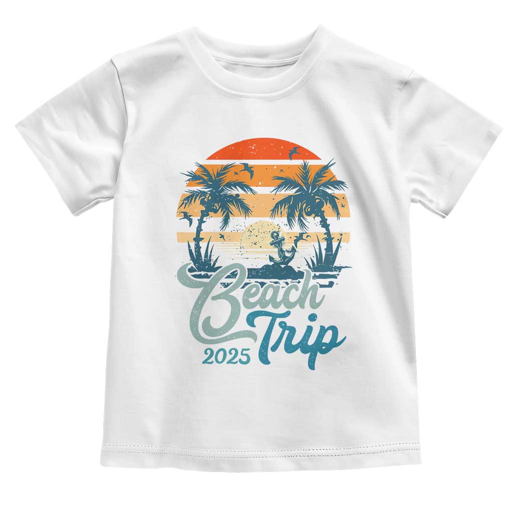 Beach Trip 2025 Toddler T Shirt Summer Vacation Vintage 70's Retro TS10 White Print Your Wear