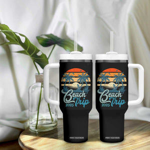 Beach Trip 2025 Tumbler With Handle Summer Vacation Vintage 70's Retro TS10 Print Your Wear