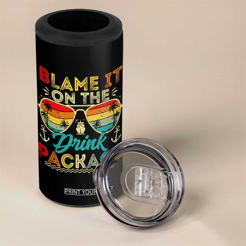 Funny Cruise 4 in 1 Can Cooler Tumbler Blame it on The Cruise Package Cruising Matching TS10 Print Your Wear