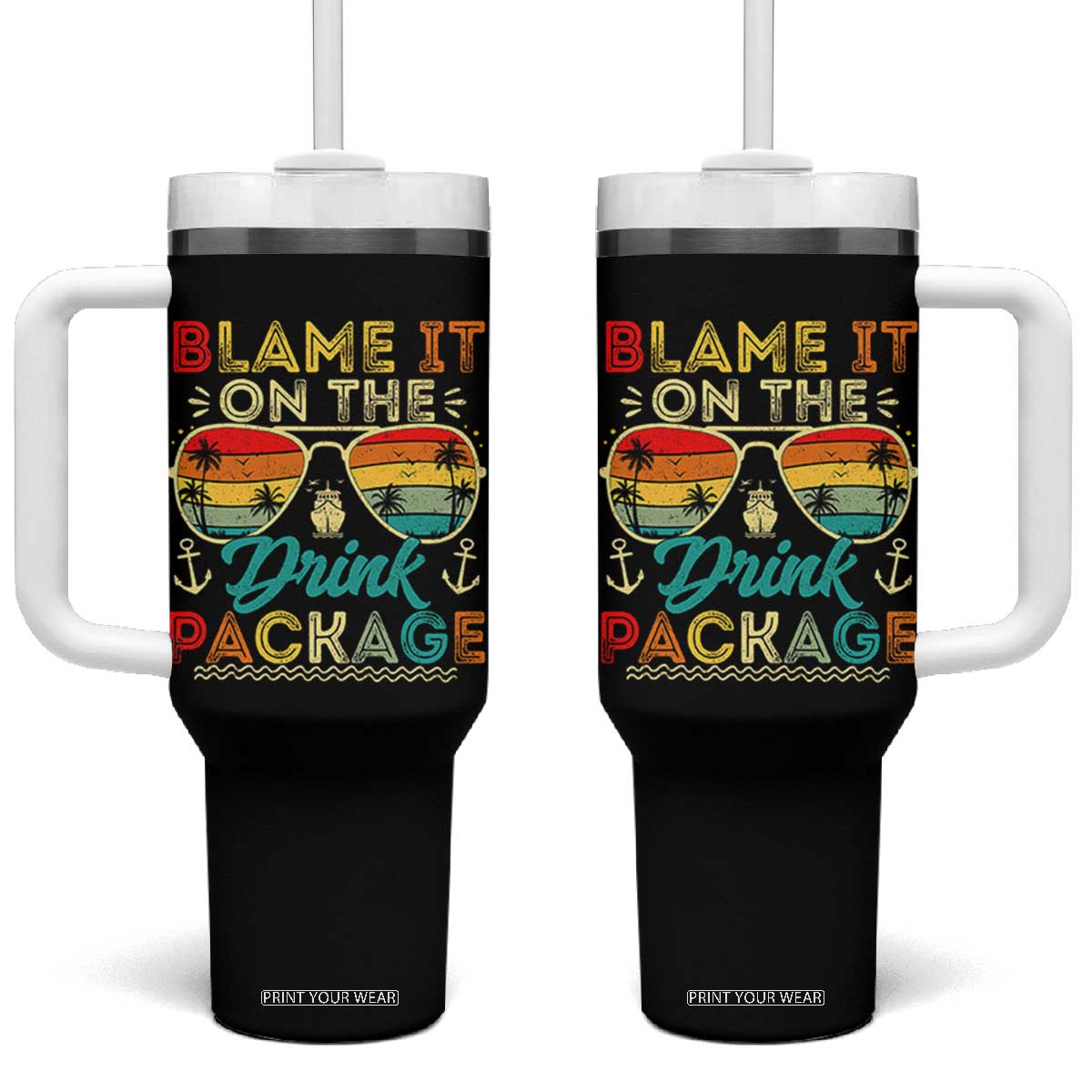 Funny Cruise Tumbler With Handle Blame it on The Cruise Package Cruising Matching TS10 One Size: 40 oz Black Print Your Wear