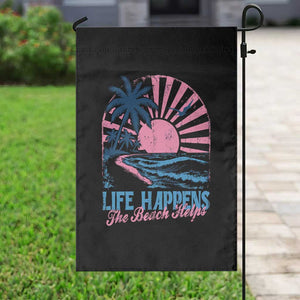 Life Happens The Beach Helps Garden Flag Retro Coastal Ocean Therapy Cute Summer Vibes TS10 Print Your Wear