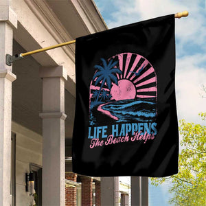 Life Happens The Beach Helps Garden Flag Retro Coastal Ocean Therapy Cute Summer Vibes TS10 Print Your Wear