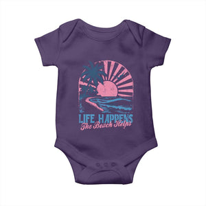 Life Happens The Beach Helps Baby Onesie Retro Coastal Ocean Therapy Cute Summer Vibes TS10 Purple Print Your Wear