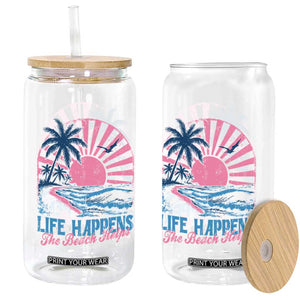Life Happens The Beach Helps Glass Can Retro Coastal Ocean Therapy Cute Summer Vibes TS10 Print Your Wear