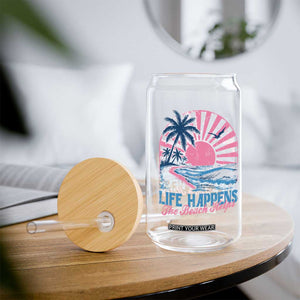 Life Happens The Beach Helps Glass Can Retro Coastal Ocean Therapy Cute Summer Vibes TS10 Print Your Wear
