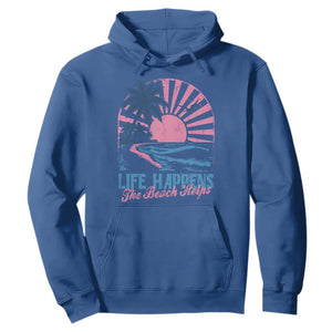 Life Happens The Beach Helps Hoodie Retro Coastal Ocean Therapy Cute Summer Vibes TS10 Royal Blue Print Your Wear
