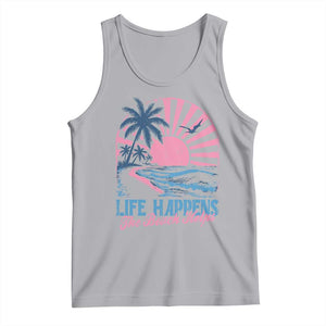 Life Happens The Beach Helps Tank Top Retro Coastal Ocean Therapy Cute Summer Vibes TS10 Athletic Heather Print Your Wear