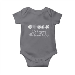 Life Happens The Beach Helps Baby Onesie Coastal Ocean Therapy Cute Summer Vibes TS10 Charcoal Print Your Wear