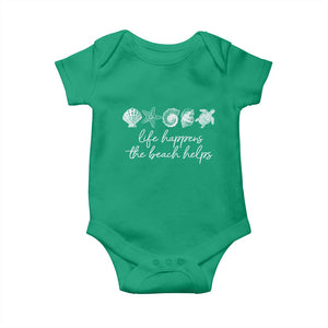 Life Happens The Beach Helps Baby Onesie Coastal Ocean Therapy Cute Summer Vibes TS10 Irish Green Print Your Wear
