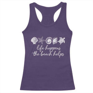 Life Happens The Beach Helps Racerback Tank Top Coastal Ocean Therapy Cute Summer Vibes TS10 Purple Print Your Wear