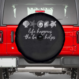 Life Happens The Beach Helps Spare Tire Cover Coastal Ocean Therapy Cute Summer Vibes TS10 Black Print Your Wear