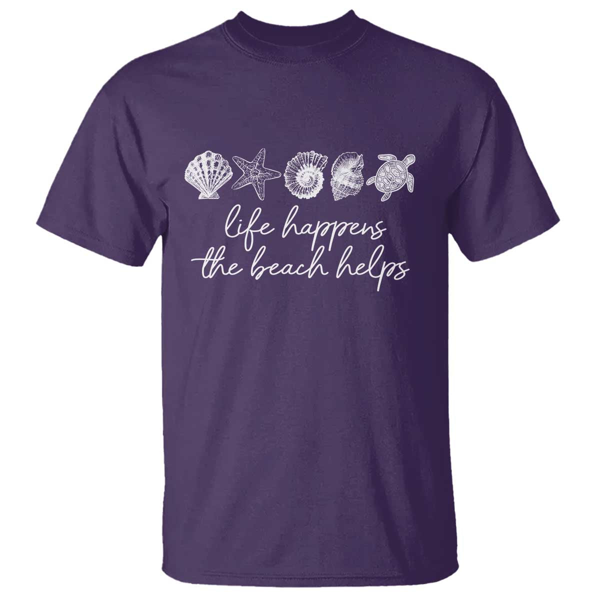 Life Happens The Beach Helps T Shirt Coastal Ocean Therapy Cute Summer Vibes TS10 Purple Print Your Wear