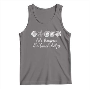 Life Happens The Beach Helps Tank Top Coastal Ocean Therapy Cute Summer Vibes TS10 Deep Heather Print Your Wear