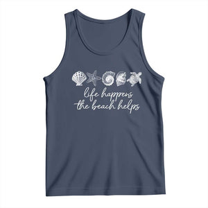 Life Happens The Beach Helps Tank Top Coastal Ocean Therapy Cute Summer Vibes TS10 Navy Print Your Wear