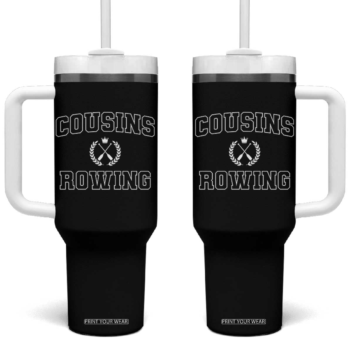 Cousins Rowing Tumbler With Handle Summer Romance Beach Vibes TS10 One Size: 40 oz Black Print Your Wear