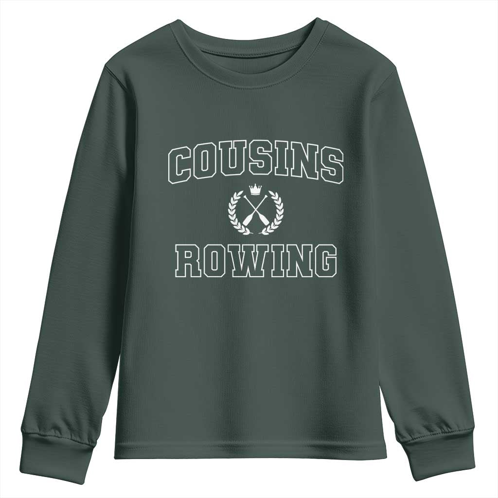 Cousins Rowing Youth Sweatshirt Summer Romance Beach Vibes TS10 Dark Forest Green Print Your Wear