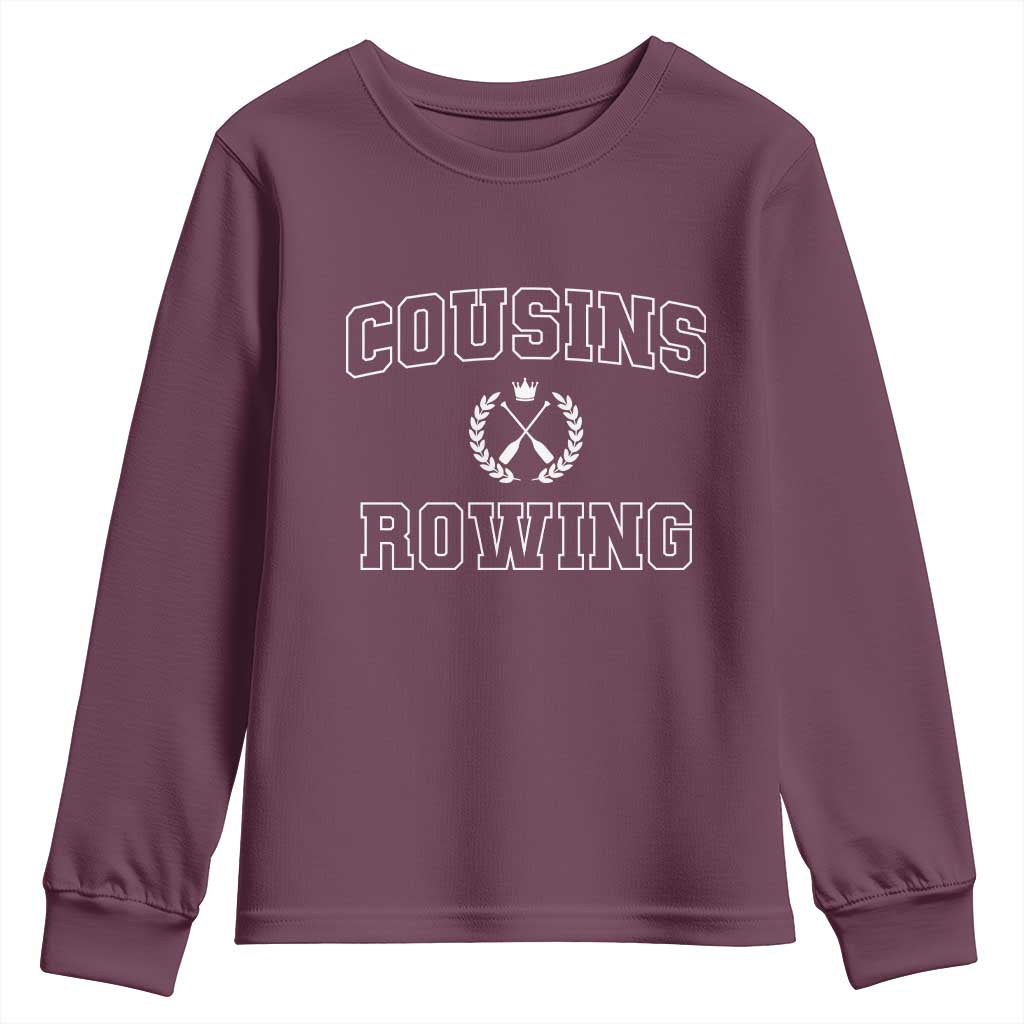 Cousins Rowing Youth Sweatshirt Summer Romance Beach Vibes TS10 Maroon Print Your Wear