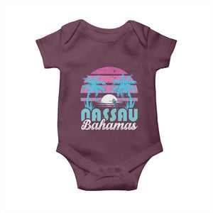 Vintage Nassau Baby Onesie Tropical Island Palm Trees Beach Bahamas Vacation TS10 Maroon Print Your Wear