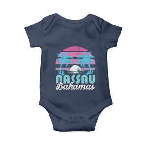 Vintage Nassau Baby Onesie Tropical Island Palm Trees Beach Bahamas Vacation TS10 Navy Print Your Wear