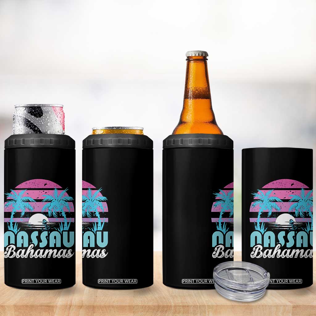 Vintage Nassau 4 in 1 Can Cooler Tumbler Tropical Island Palm Trees Beach Bahamas Vacation TS10 Print Your Wear