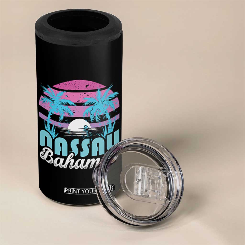 Vintage Nassau 4 in 1 Can Cooler Tumbler Tropical Island Palm Trees Beach Bahamas Vacation TS10 Print Your Wear