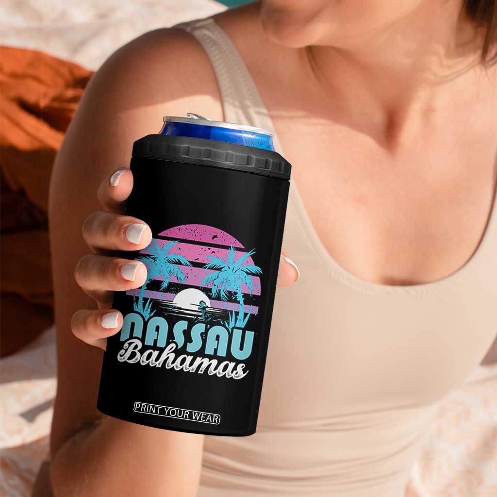 Vintage Nassau 4 in 1 Can Cooler Tumbler Tropical Island Palm Trees Beach Bahamas Vacation TS10 Print Your Wear