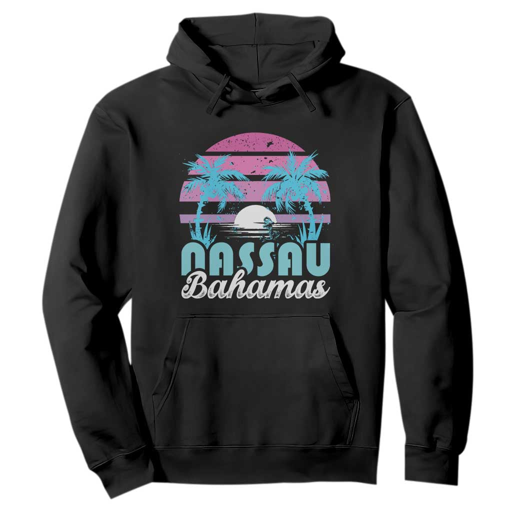 Vintage Nassau Hoodie Tropical Island Palm Trees Beach Bahamas Vacation TS10 Black Print Your Wear