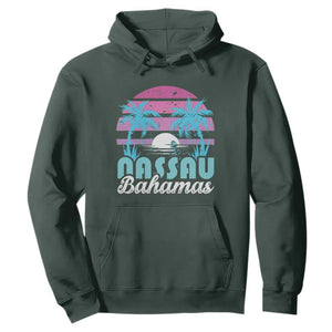 Vintage Nassau Hoodie Tropical Island Palm Trees Beach Bahamas Vacation TS10 Dark Forest Green Print Your Wear