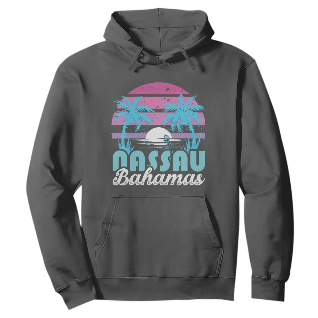 Vintage Nassau Hoodie Tropical Island Palm Trees Beach Bahamas Vacation TS10 Dark Heather Print Your Wear