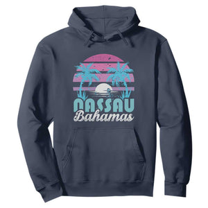 Vintage Nassau Hoodie Tropical Island Palm Trees Beach Bahamas Vacation TS10 Navy Print Your Wear