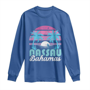 Vintage Nassau Long Sleeve Shirt Tropical Island Palm Trees Beach Bahamas Vacation TS10 Royal Blue Print Your Wear