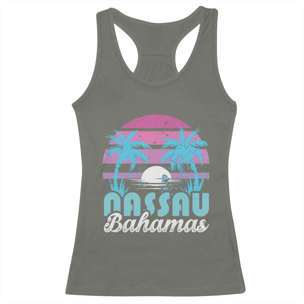Vintage Nassau Racerback Tank Top Tropical Island Palm Trees Beach Bahamas Vacation TS10 Military Green Print Your Wear