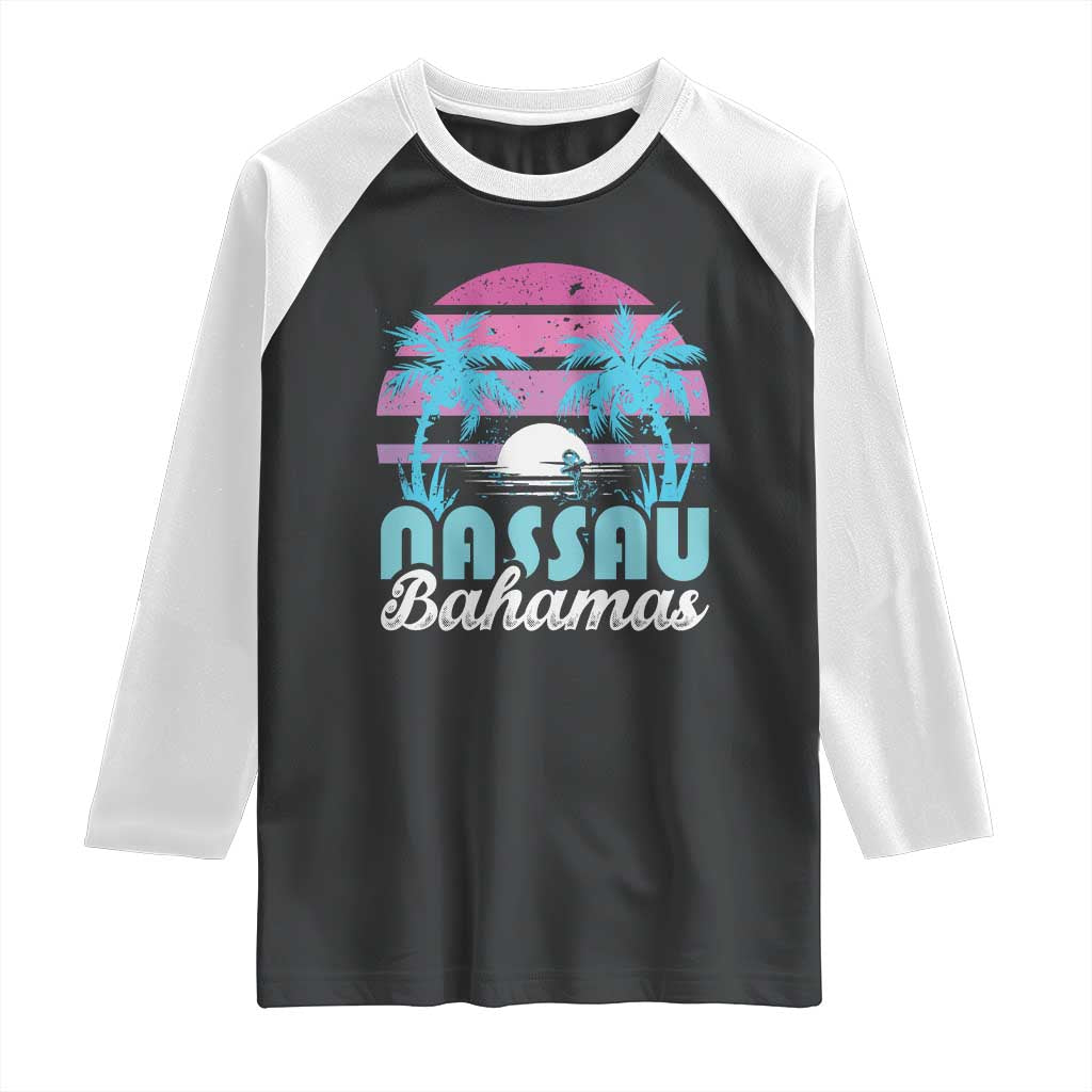 Vintage Nassau Raglan Shirt Tropical Island Palm Trees Beach Bahamas Vacation TS10 Black White Print Your Wear