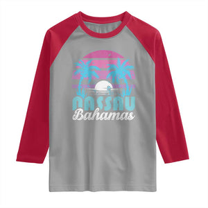 Vintage Nassau Raglan Shirt Tropical Island Palm Trees Beach Bahamas Vacation TS10 Sport Gray Red Print Your Wear